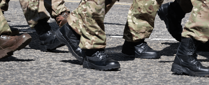 close up of military people walking