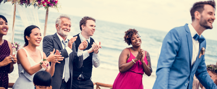 guests at a beach wedding