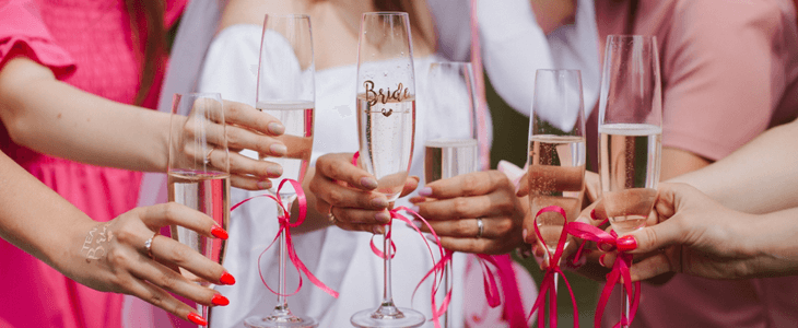 closeup shot of champagne glasses