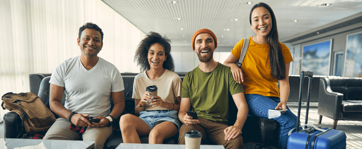 young people at an airport